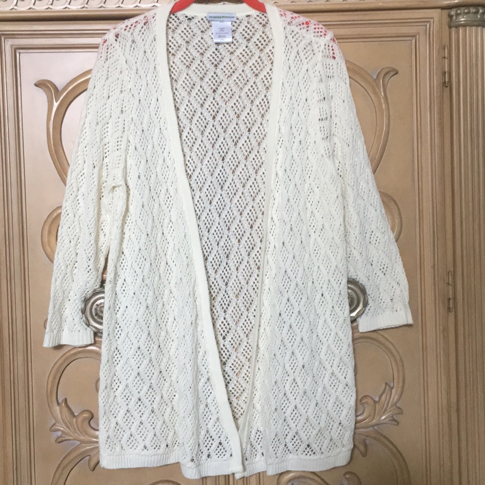 Reunited Clothing cream knitted sweater jacket XL